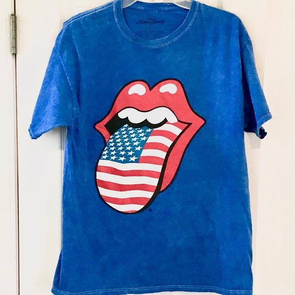 rolling stones red white and blue shirt